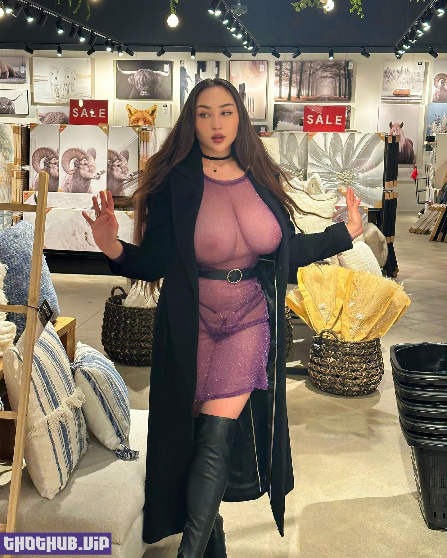 Sexy Louisa Khovanski %E2%80%93 see thru purple dress