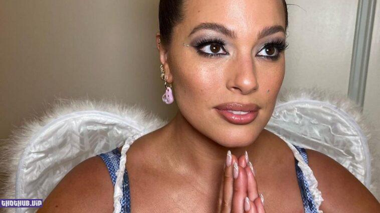 Ashley Graham With Angel Wings For Halloween 5 Photos
