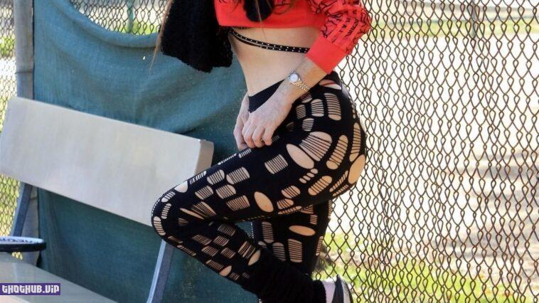 Phoebe Price In Holey Pants On The Tennis Court 10