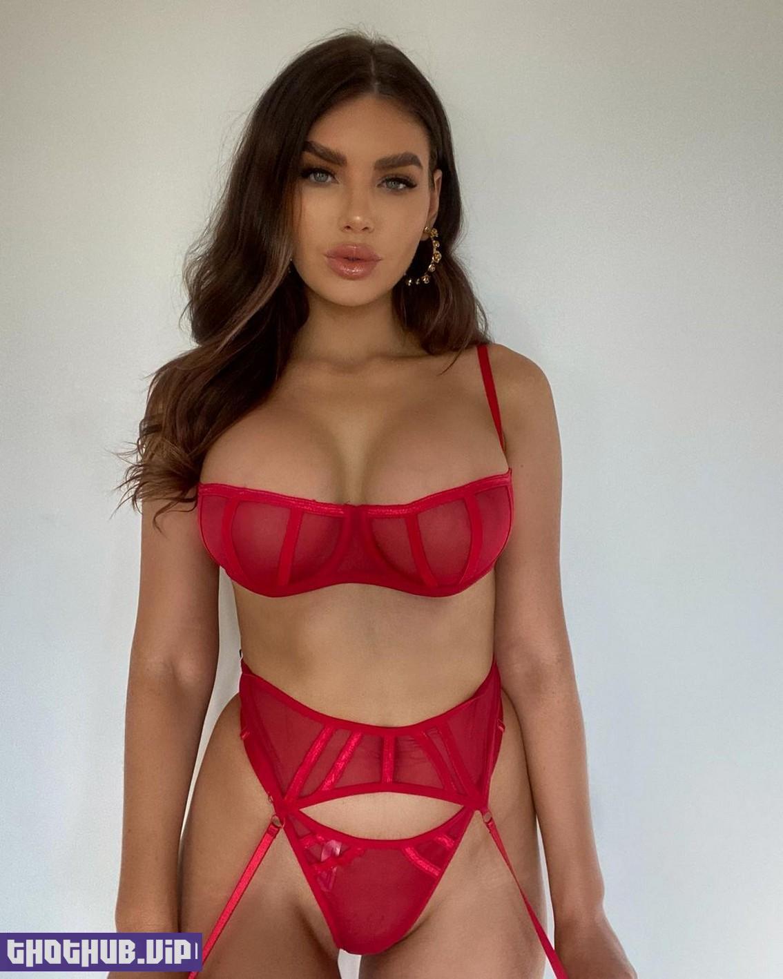Nicole Thorne Sexy In Red Lingerie For Christmas 8 Photos