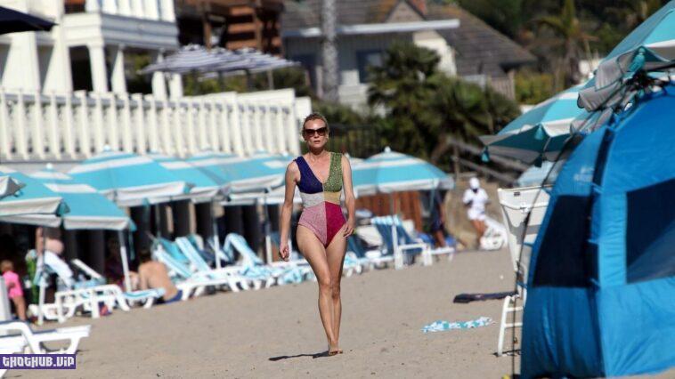 Diane Kruger Sexy In A Multicolored Swimsuit 14 Photos