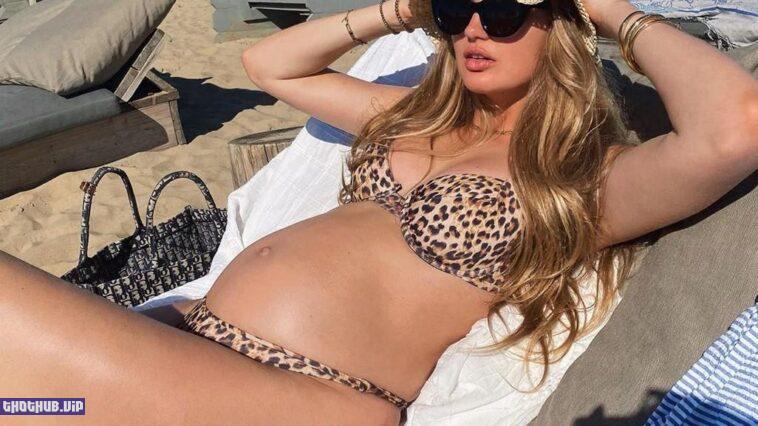 Pregnant Model Romee Strijd In A Leopard Print Bikini Photo