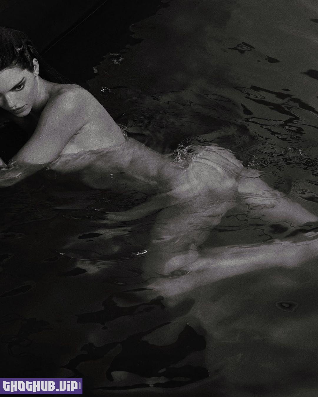 Kendall Jenner Nude In The Pool 1 BW Photo