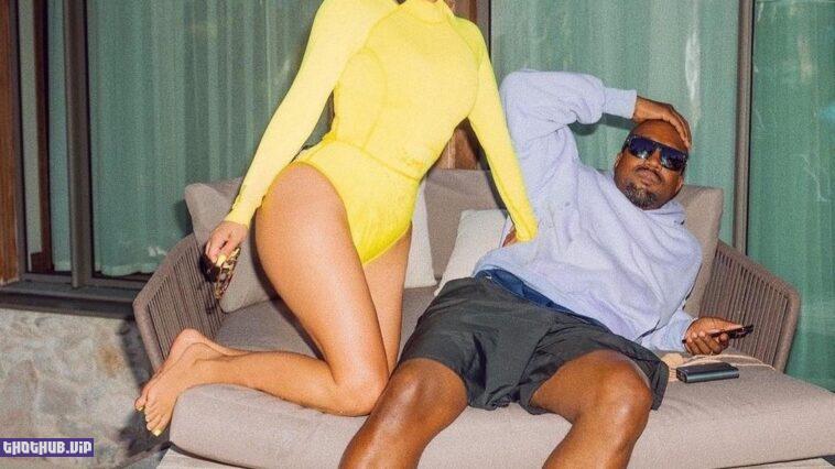Kim Kardashian In Yellow One Piece Swimsuit 5 Photos