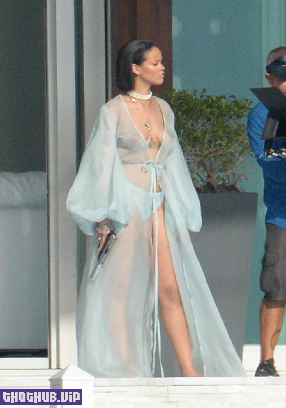 Rihanna Sexy Bikini Robe Nipple Slip Photos Leaked 16