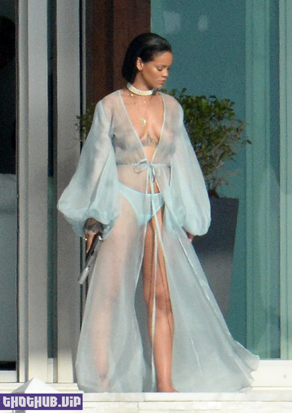 Rihanna Sexy Bikini Robe Nipple Slip Photos Leaked 17