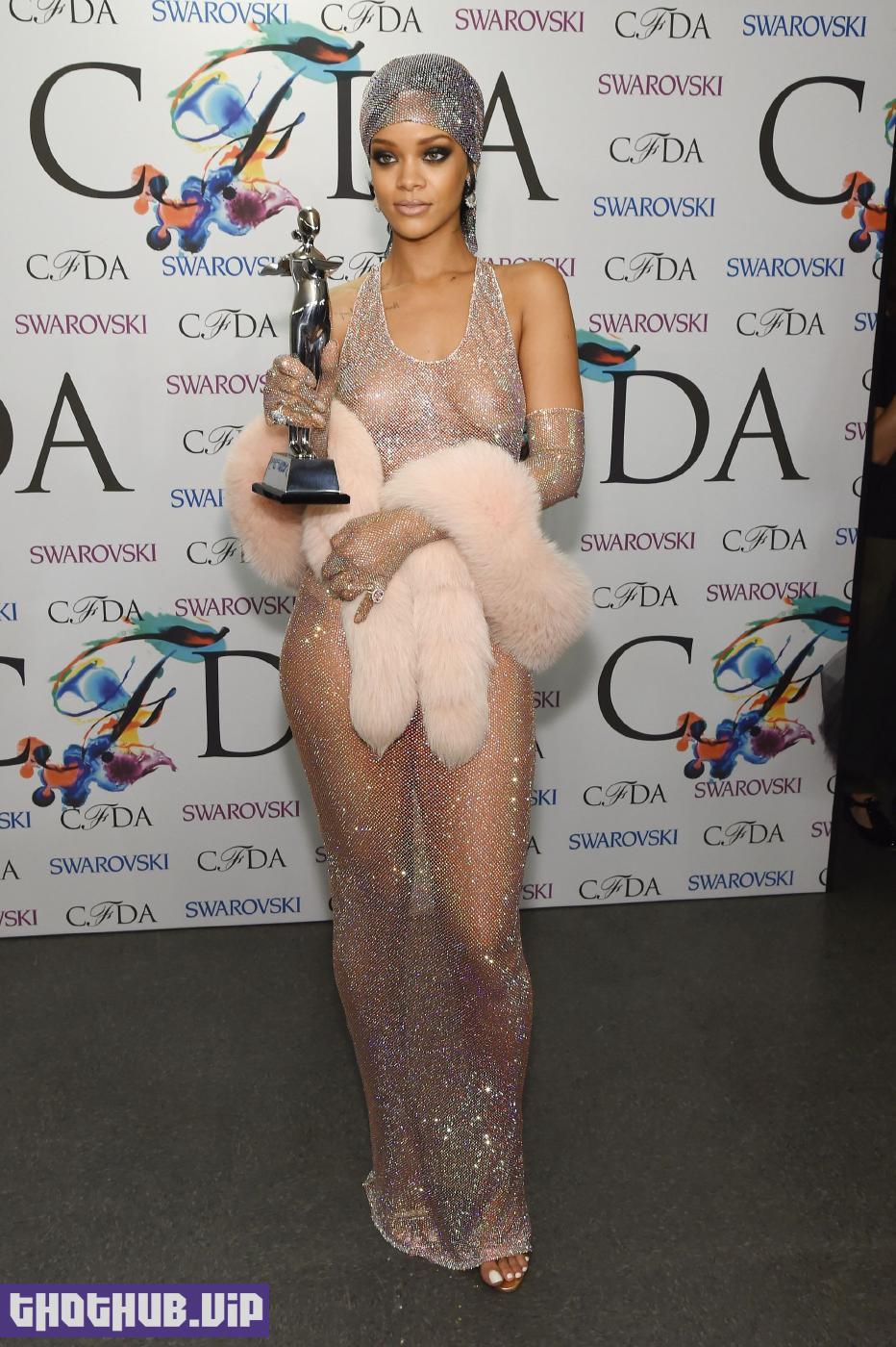 Rihanna Nude Sheer Sequin Dress Big Tits Leaked 8