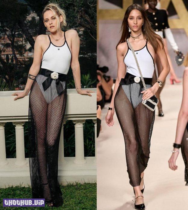 Kristen Stewart Sexy Legs In See Through Chanel Outfit