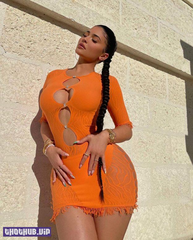 Kylie Jenner Sexy In Orange Dress