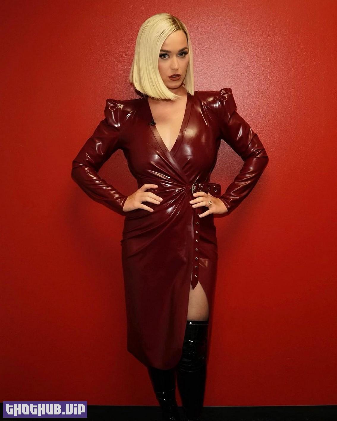 Katy Perry Hot In Red Latex Dress 