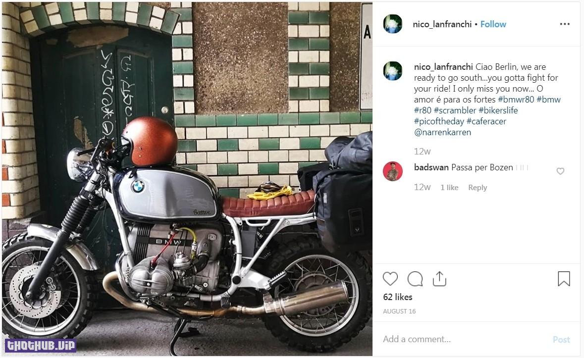 This photo shows Nicolós motorbike in Berlin. Uta lives in Berlin.