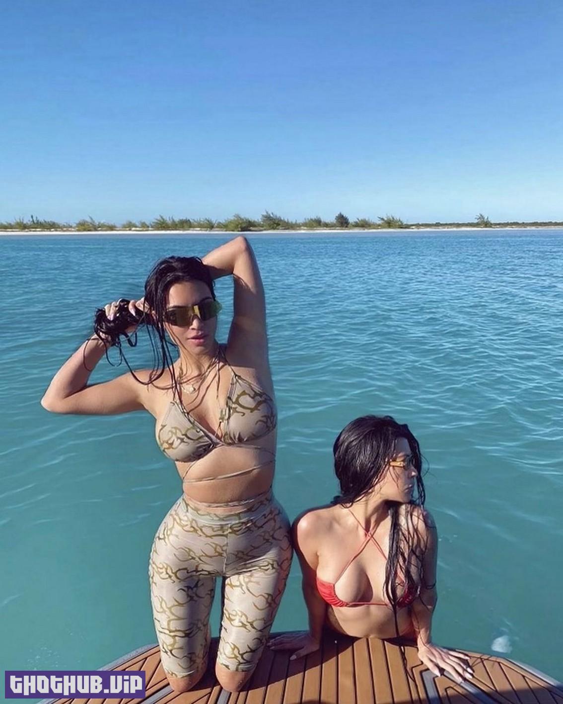 Kim Kardashian Tries On A New Swimwear Trend
