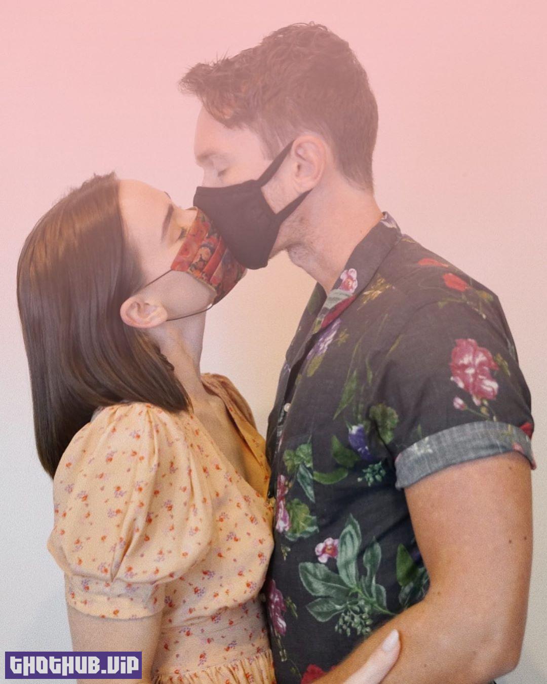 Krista Allen Kissing Boyfriend Through a Face Mask
