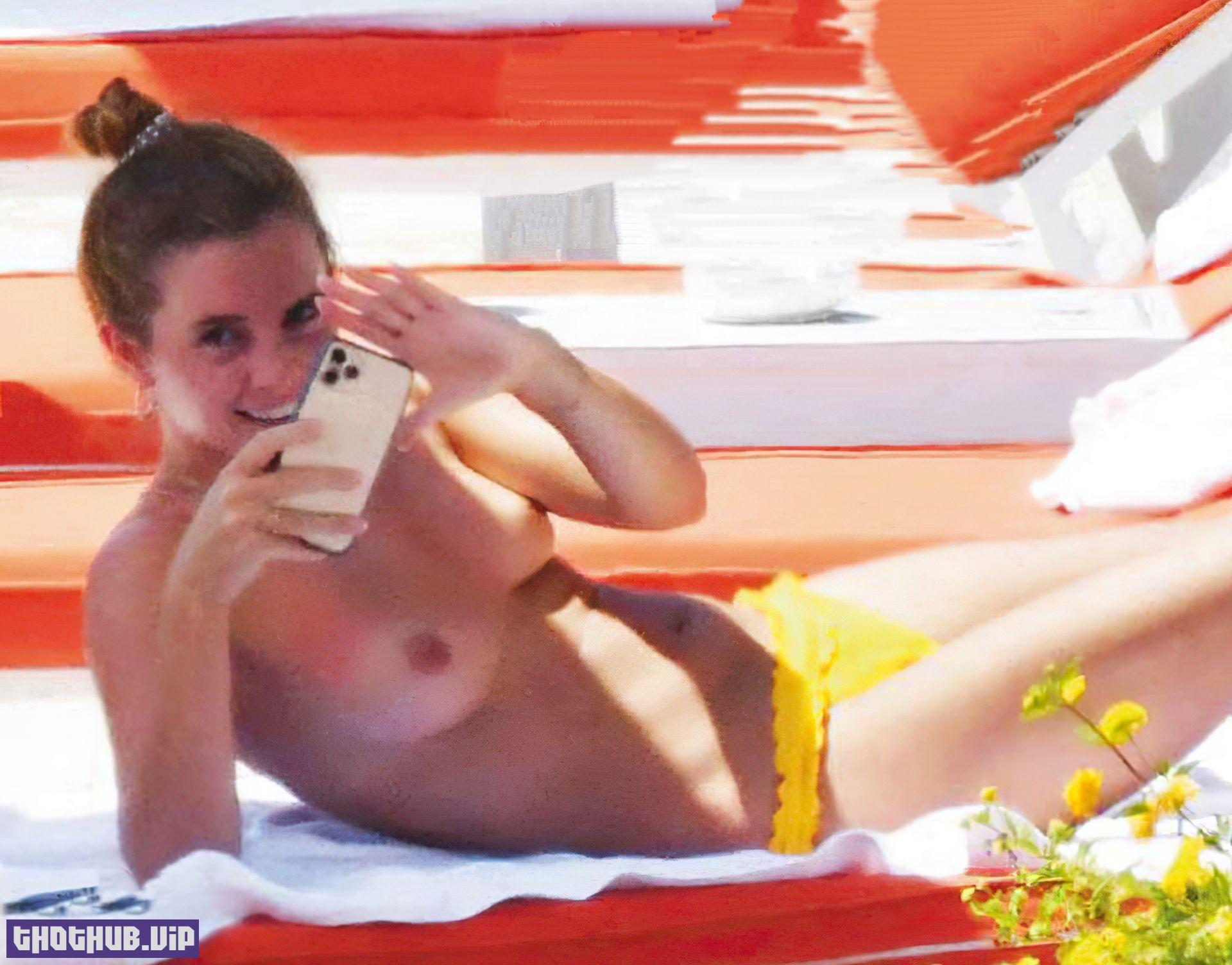 Emma Watson Took Off Her Top And Shamelessly Showed Her Small Naked Tits
