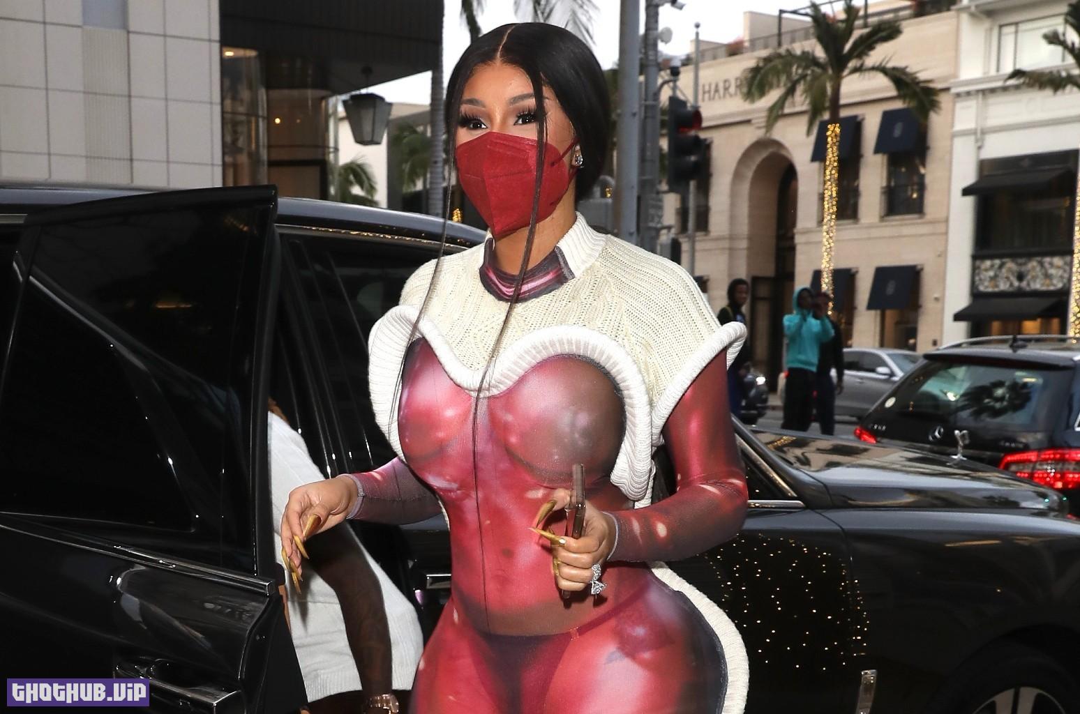 1706419889 803 Cardi B In A Fully Transparent Red Dress 15 Photos