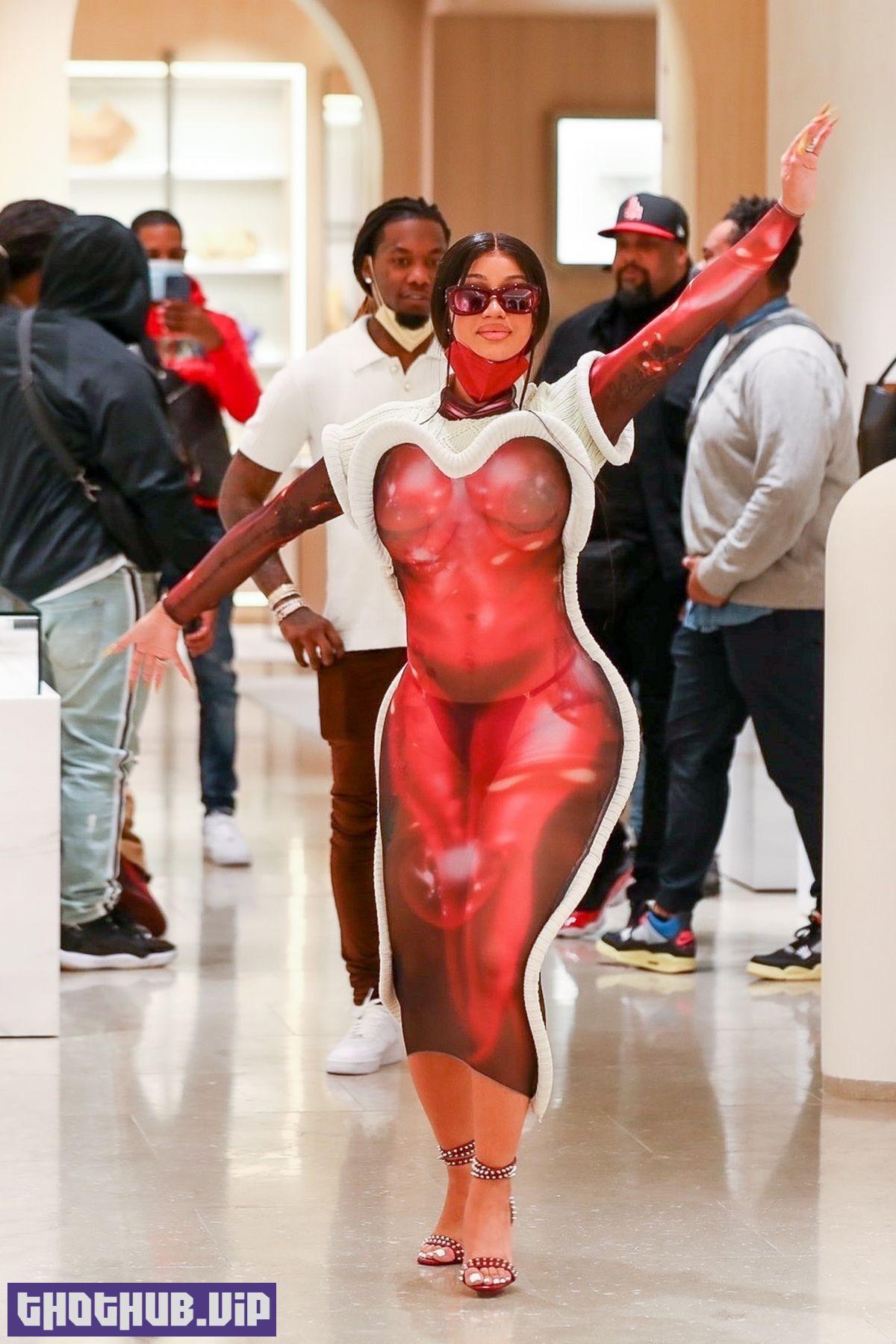 1706419912 473 Cardi B In A Fully Transparent Red Dress 15 Photos